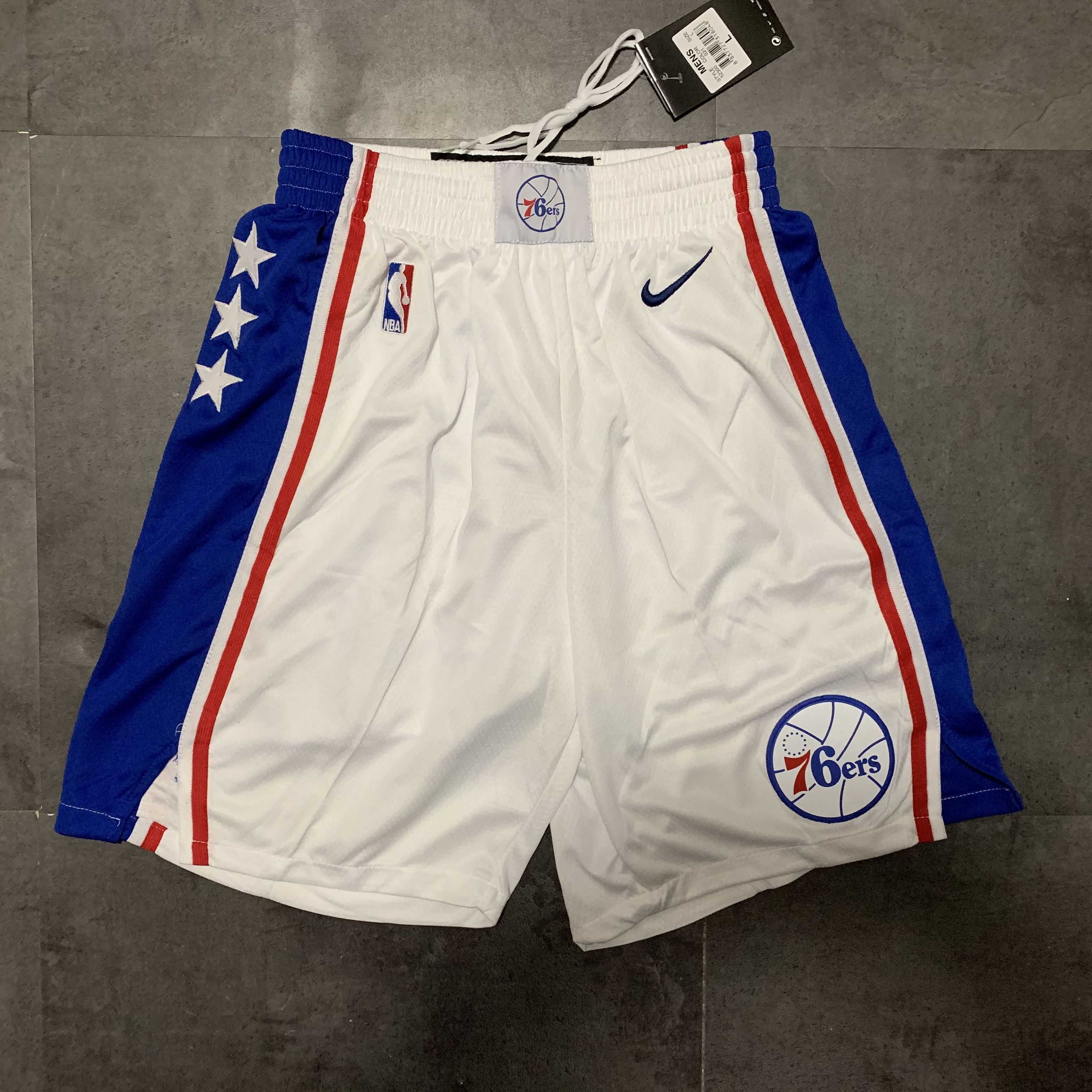 Men NBA Philadelphia 76ers White Nike Shorts 0416